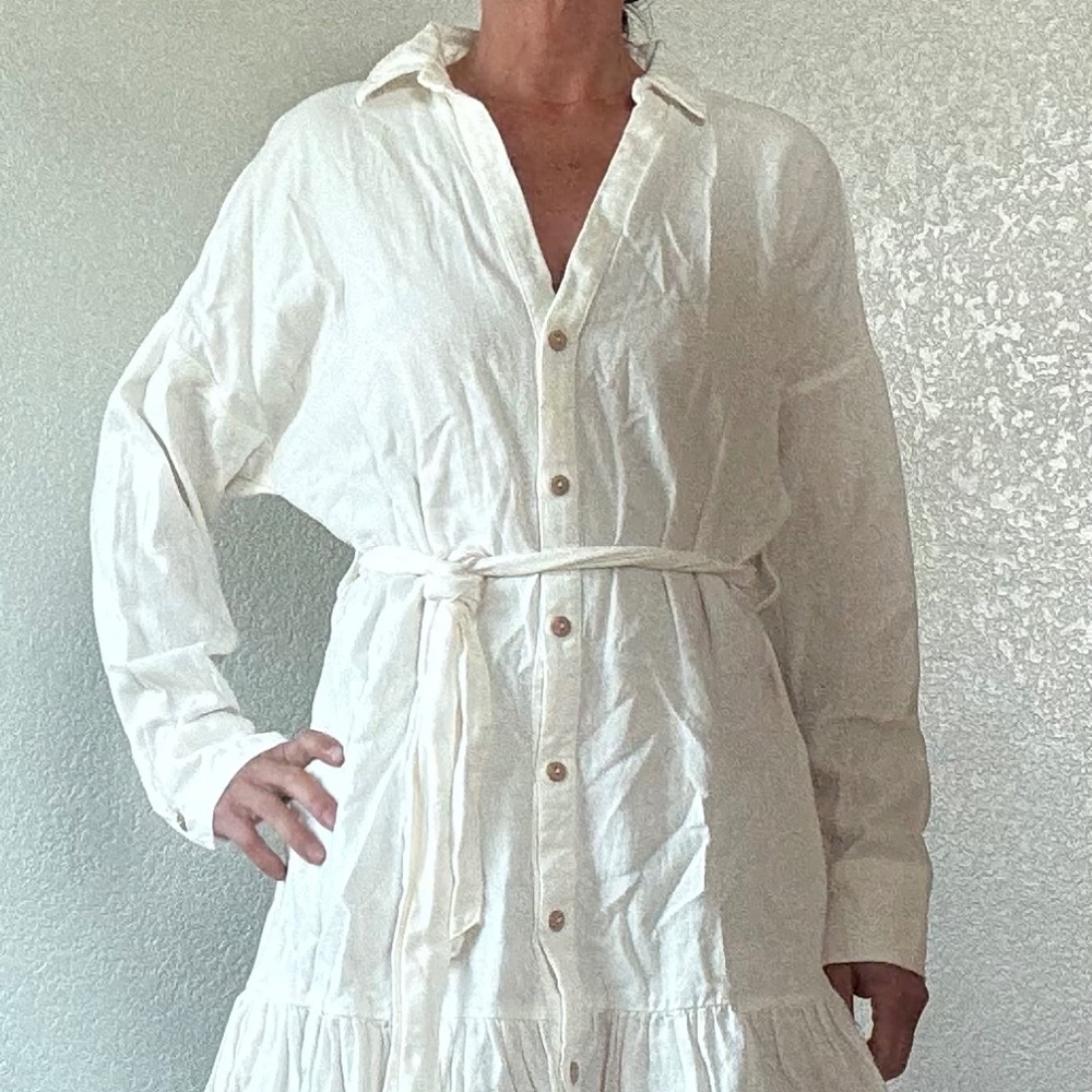 Zara White Longsleeve Dress M